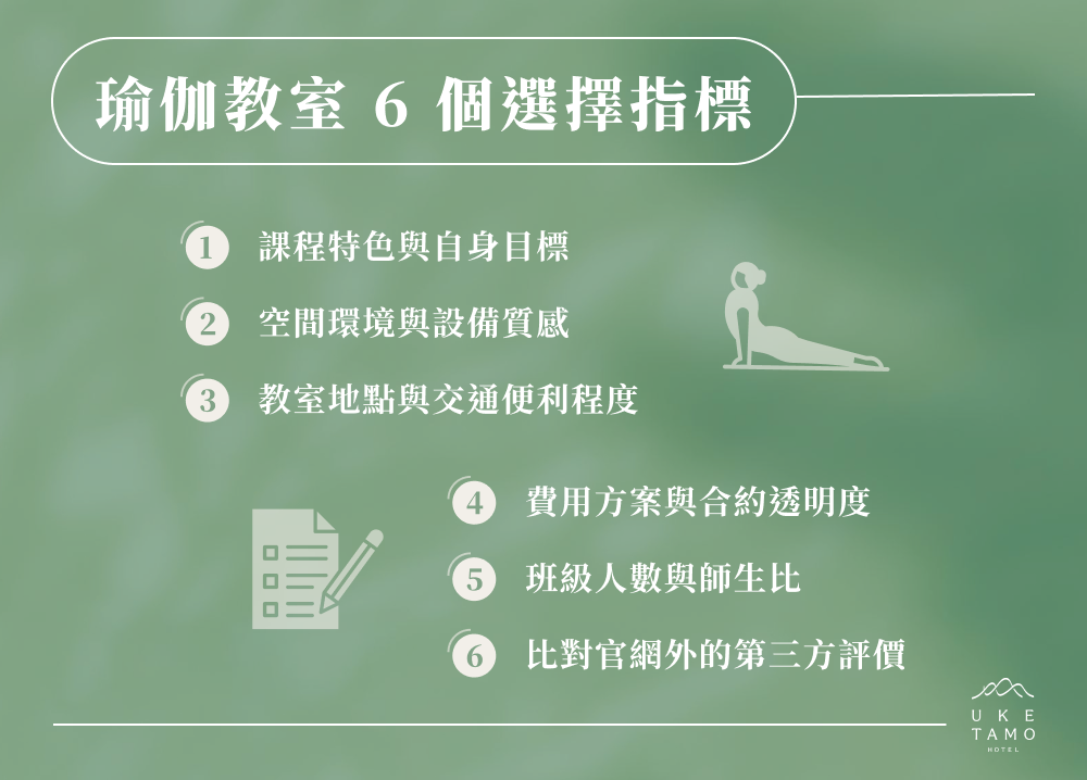 瑜伽教室 6 個選擇指標